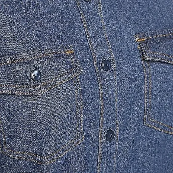 Denim & Co. Button Front Long Sleeve Denim Shirt NWOT - Picture 4 of 5